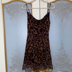 Pretty Little Thing Brown Leopard Print Mesh Ruched Bodycon Dress